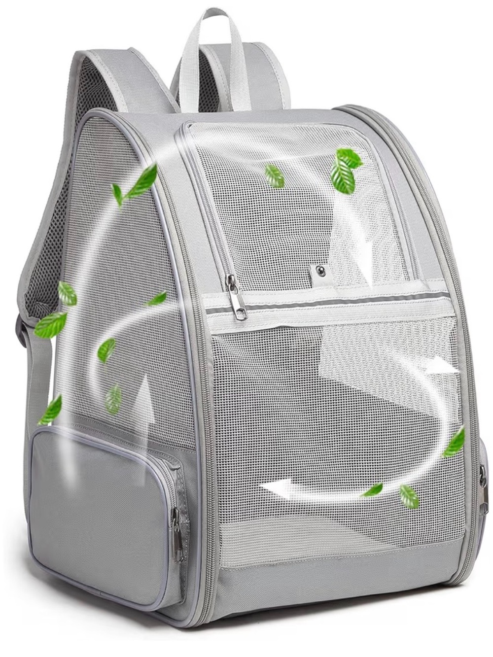 Texsens Clear Mesh Gray Backpack Pet Carrier